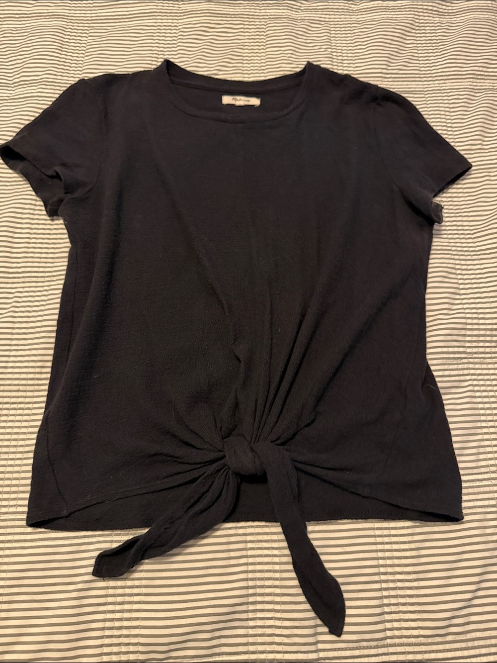Madewell Black Short-Sleeve Tie-Front Tee